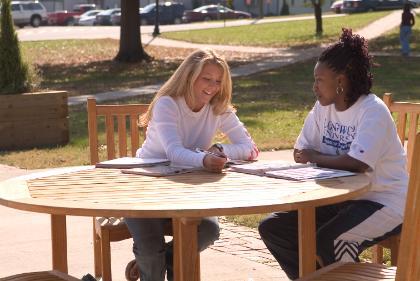 Students sitting together studying