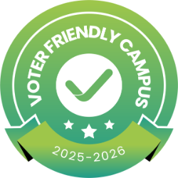 A circular badge with a green gradient background displaying the words 