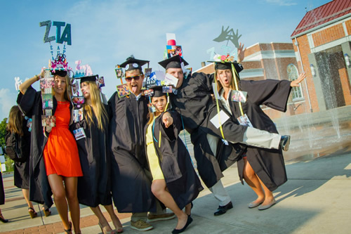 Longwood students in graduation gear